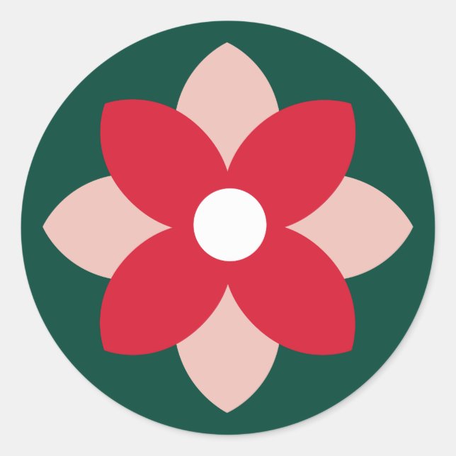 Big Poinsettia Pine Green Holiday Sticker (Front)