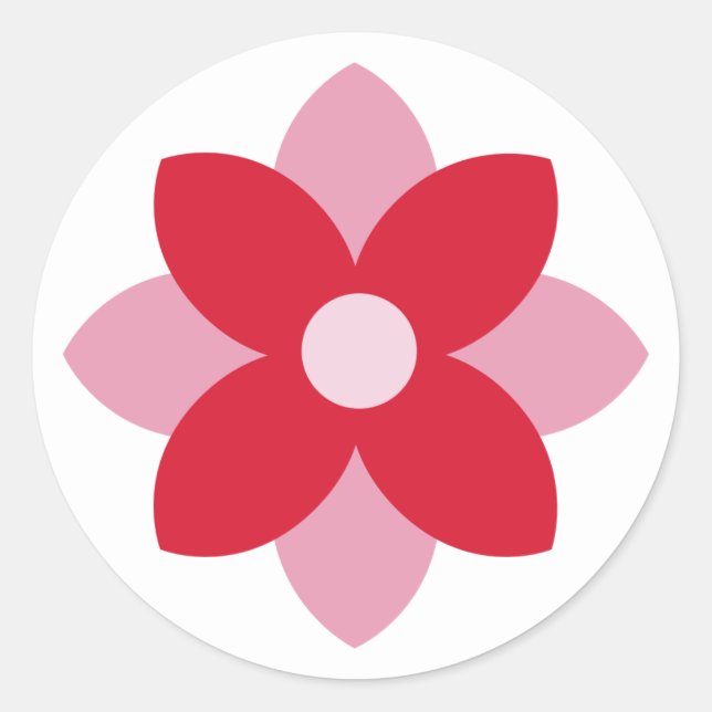 Big Poinsettia Red and Pink Holiday Sticker (Front)
