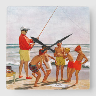 Big Pole Little Fish by Richard Sargent Square Wall Clock