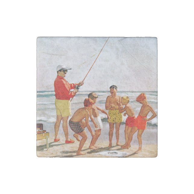 Big Pole Little Fish by Richard Sargent Stone Magnet (Front)