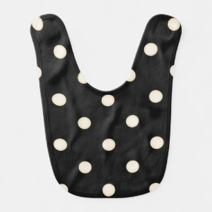 Big Polka Dots Antique White and Black Baby Bib