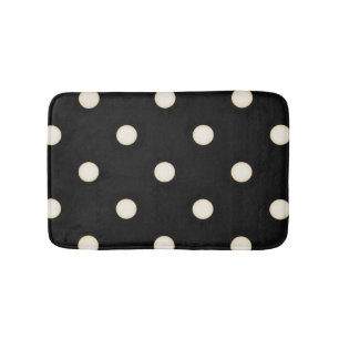 Big Polka Dots Antique White and Black Bath Mat