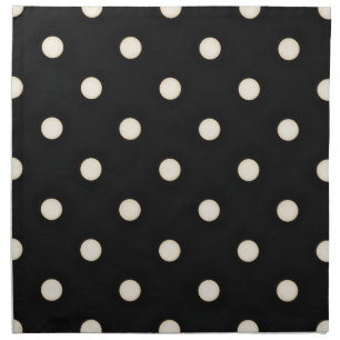 Big Polka Dots Antique White and Black Cloth Napkin