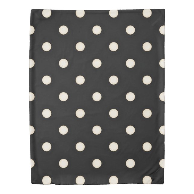 Big Polka Dots Antique White and Black Duvet Cover (Front)
