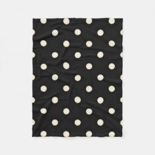 Big Polka Dots Antique White and Black Fleece Blanket