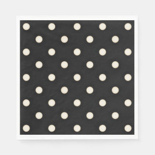Big Polka Dots Antique White and Black Napkins