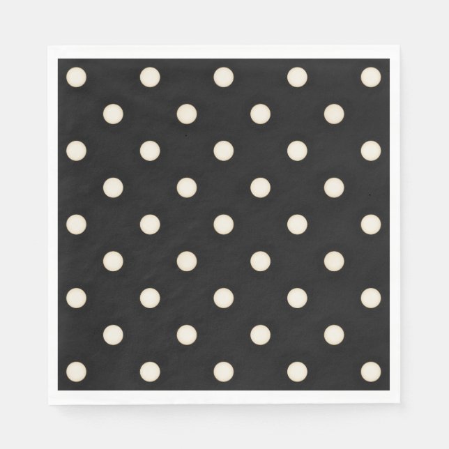 Big Polka Dots Antique White and Black Napkins (Front)