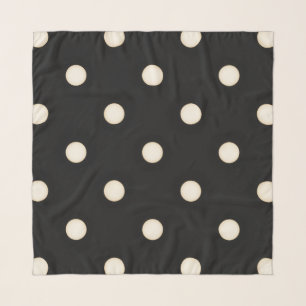 Big Polka Dots Antique White and Black Scarf