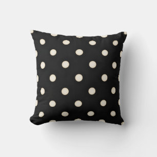 Big Polka Dots Antique White and Black Throw Pillow