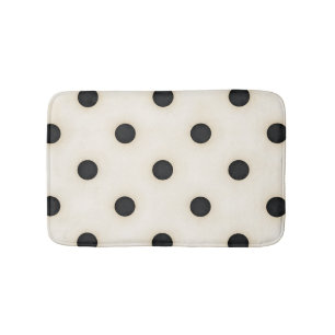 Big Polka Dots Black and Antique White Bath Mat