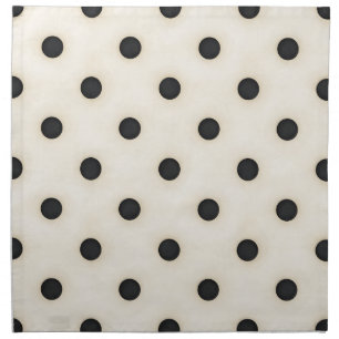Big Polka Dots Black and Antique White Cloth Napkin