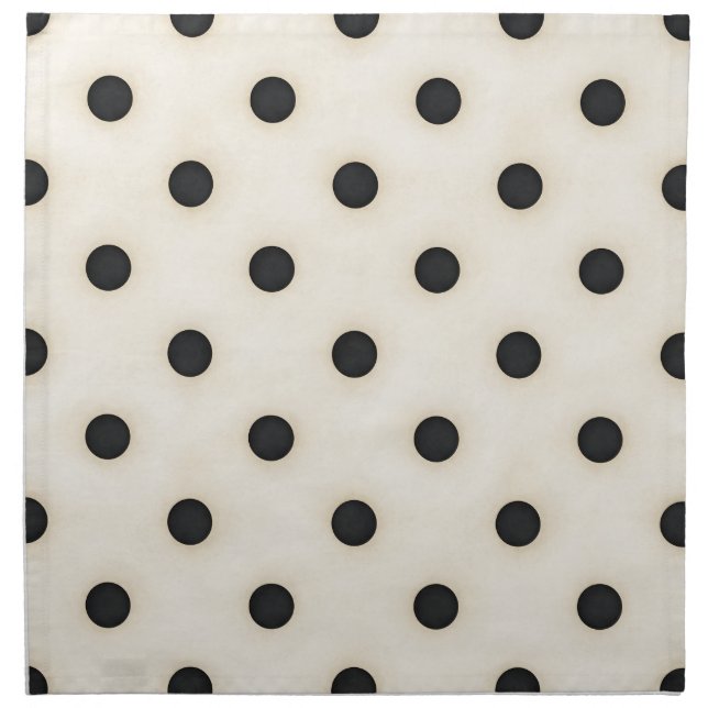 Big Polka Dots Black and Antique White Cloth Napkin (Front)
