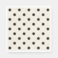 Big Polka Dots Black and Antique White