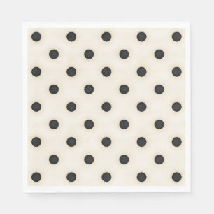 Big Polka Dots Black and Antique White Napkins