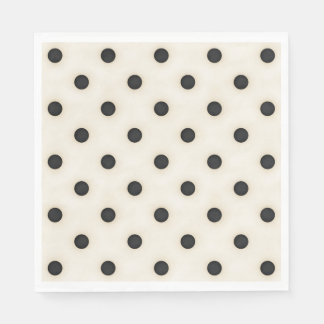 Big Polka Dots Black and Antique White Napkins