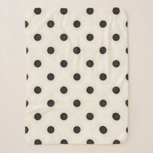 Big Polka Dots Black and Antique White Sherpa Blanket