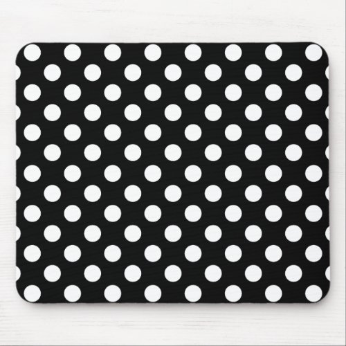 Big Polka Dots Black And White Mouse Pad