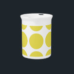 Big Polka Dots Pitcher<br><div class="desc">Cute and trendy Big Polka Dots Pitcher. This design features over-sized big circle polka dots in yellow and white. Text can be added to this design to give it a personal touch.</div>