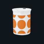 Big Polka Dots Pitcher<br><div class="desc">Cute and trendy Big Polka Dots Pitcher. This design features over-sized big circle polka dots in orange and white. Text can be added to this design to give it a personal touch.</div>