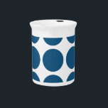 Big Polka Dots Pitcher<br><div class="desc">Cute and trendy Big Polka Dots Pitcher. This design features over-sized big circle polka dots in blue and white. Text can be added to this design to give it a personal touch.</div>