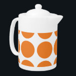 Big Polka Dots Teapot<br><div class="desc">Cute and trendy Big Polka Dots Teapot. This design features over-sized big circle polka dots in orange and white. Text can be added to this design to give it a personal touch.</div>
