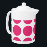 Big Polka Dots Teapot<br><div class="desc">Cute and trendy Big Polka Dots Teapot. This design features over-sized big circle polka dots in pink and white. Text can be added to this design to give it a personal touch.</div>
