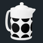 Big Polka Dots Teapot<br><div class="desc">Cute and trendy Big Polka Dots Teapot. This design features over-sized big circle polka dots in black and white. Text can be added to this design to give it a personal touch.</div>