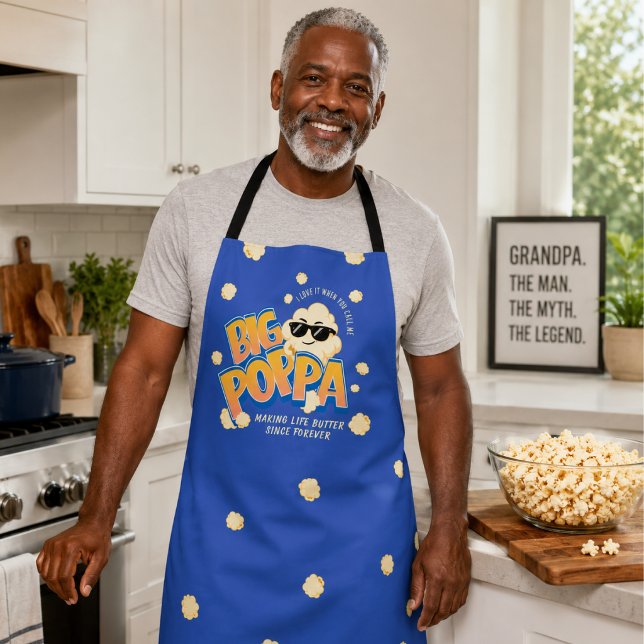 Big Poppa Popcorn Dad Funny Father’s Day Apron (Creator Uploaded)