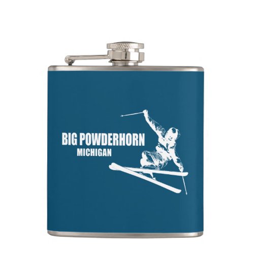 Big Powderhorn Mountain Michigan Skier Flask