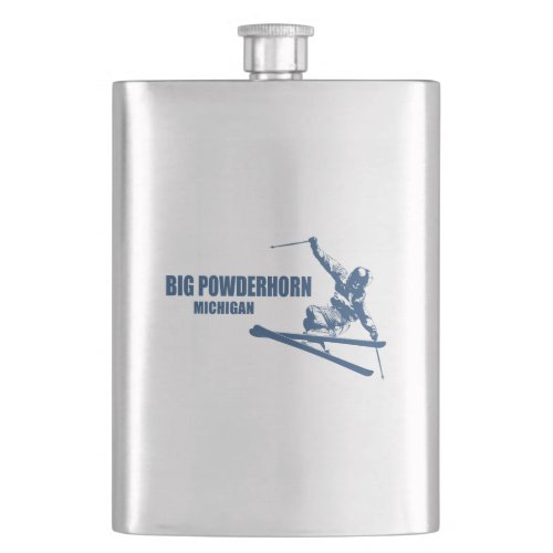Big Powderhorn Mountain Michigan Skier Flask