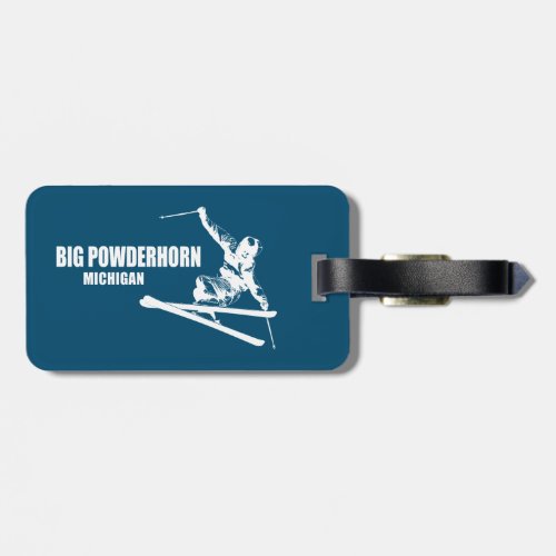 Big Powderhorn Mountain Michigan Skier Luggage Tag