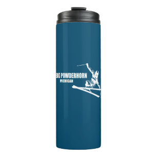 Big Powderhorn Mountain Michigan Skier Thermal Tumbler