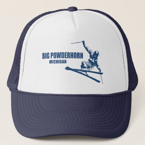 Big Powderhorn Mountain Michigan Skier Trucker Hat