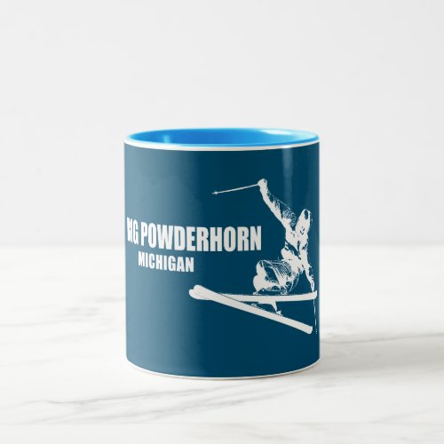 Big Powderhorn Mountain Michigan Skier Two_Tone Coffee Mug