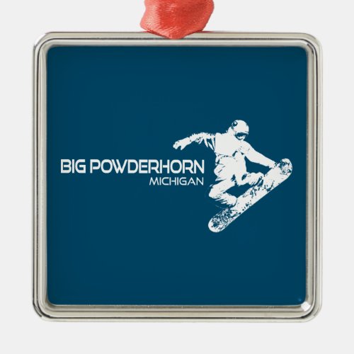 Big Powderhorn Mountain Michigan Snowboarder Metal Ornament