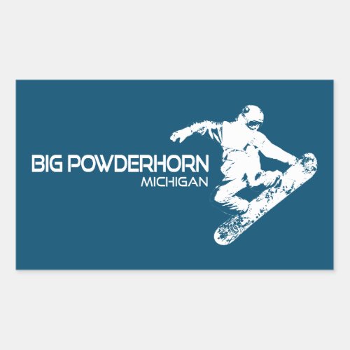 Big Powderhorn Mountain Michigan Snowboarder Rectangular Sticker