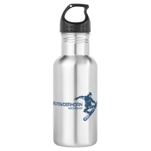 Big Powderhorn Mountain Michigan Snowboarder Stainless Steel Water Bottle