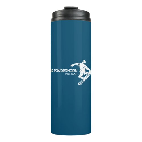 Big Powderhorn Mountain Michigan Snowboarder Thermal Tumbler