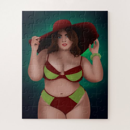 BIG PRETTY CHUBBY BBW WOMAN BIKINI JIGSAW PUZZLE