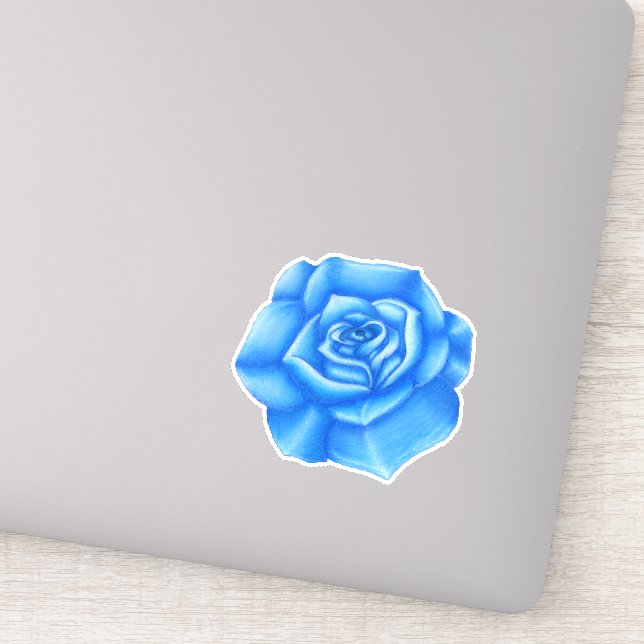 Big Pretty Vibrant Blue Rose white Hightlights Sticker (Detail)