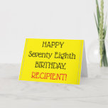 [ Thumbnail: Big Print 78th Birthday Greeting Card ]