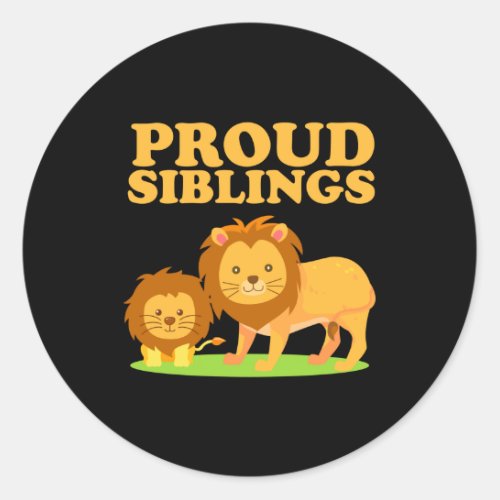 Big Proud Brother 2024 Baby Sibling Birthday Lion Classic Round Sticker