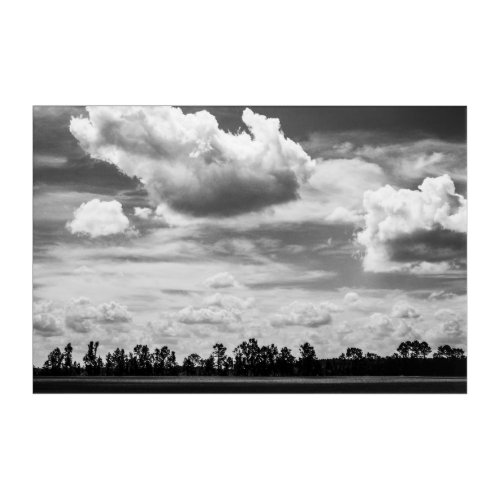 Big Puffy Clouds Black and White Acrylic Print