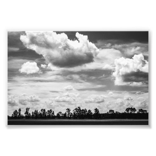 Big Puffy Clouds Black and White Photo Print