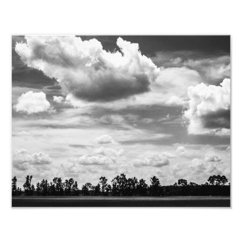 Big Puffy Clouds Black and White Photo Print