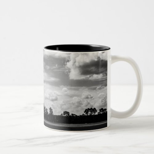 Big Puffy Clouds Black and White Two_Tone Coffee Mug