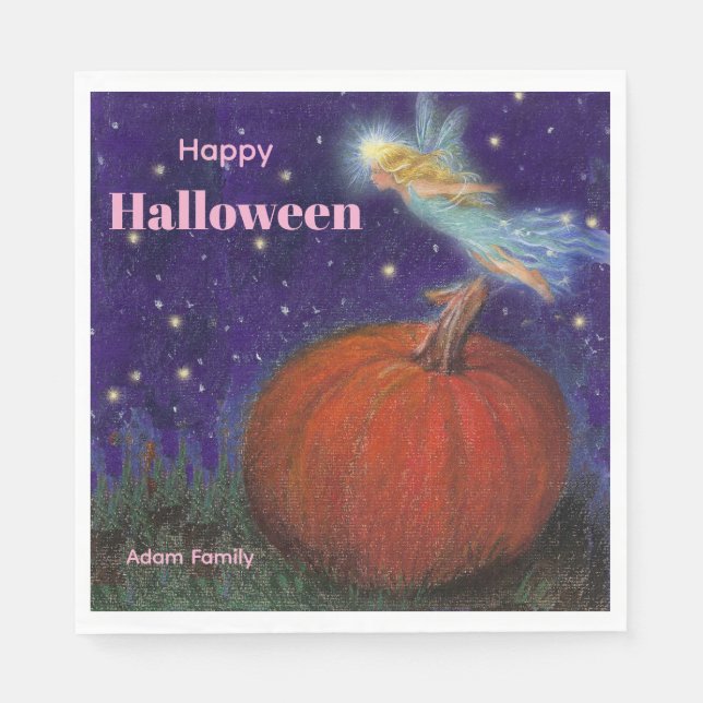 Big Pumpkin Fairy Custom Halloween Napkins (Front)