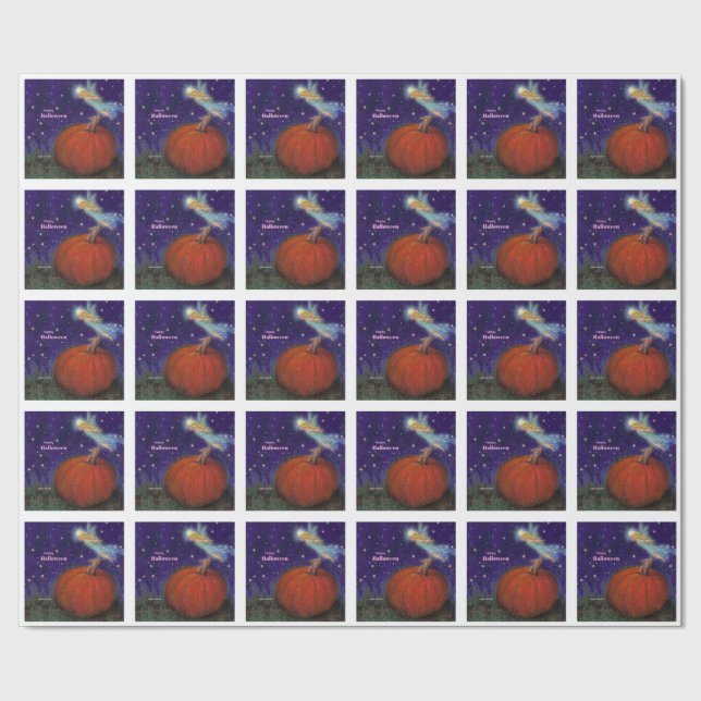 Big Pumpkin Fairy Custom Halloween Wrapping Paper (Seam)