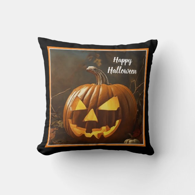Big Pumpkin Halloween Collection Throw Pillow (Front)