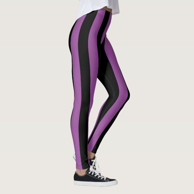 purple black striped leggings